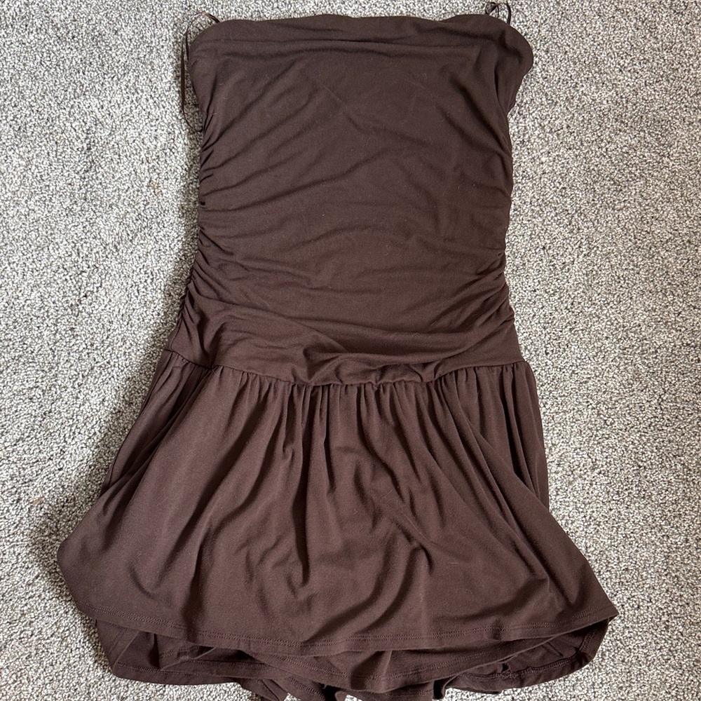 Garage Brown Strapless Dress